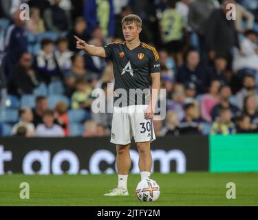 Leeds, UK. 30th Aug, 2022. Joe Gelhardt #30 of Leeds United during the pre-game warmup during the Premier League match Leeds United vs Everton at Elland Road in Leeds, UK, 30th August 2022 in Leeds, United Kingdom on 8/30/2022. (Photo by James Heaton/News Images/Sipa USA) Credit: Sipa USA/Alamy Live News Stock Photo