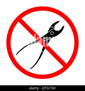 Cutting pliers ban sign. Cutting pliers is forbidden. Prohibited sign