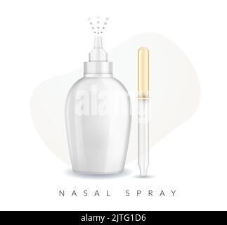 Nasal Spray Bottle Mockup - Stock Illustration  as EPS 10 File Stock Vector