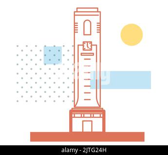 Dehradun City - Clock Tower -  Icon Illustration as EPS 10 File Stock Vector