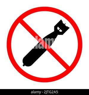 No bomb sign. Air bomb is forbidden. Prohibited sign of air bomb. Red prohibition sign. Vector illustration Stock Vector