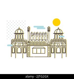 Historical Icon - Red Fort - Old Delhi City - Icon Illustration as EPS 10 File Stock Vector