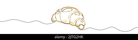 Continuous one line drawing silhouette of croissant. Croissant linear icon. One line drawing background. Vector illustration. Croissant linear backgro Stock Vector