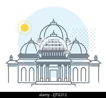 New Delhi and Noida City Border - Akshardham Temple -  Icon Illustration as EPS 10 File Stock Vector