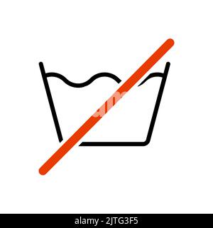 Do not wash icon. Black linear icon. Isolated wash icon. Vector illustration. Stock Vector
