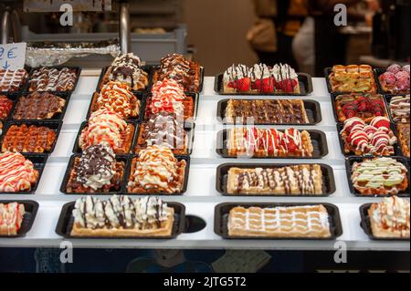 Waffle shop in Brussels Stock Photo