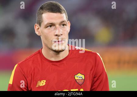 Olympic Stadium, Rome, Italy. 30th Aug, 2022. Serie A championship football, Roma versus Monza ; Andrea Belotti of AS Roma Credit: Action Plus Sports/Alamy Live News Stock Photo