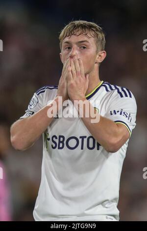 Leeds, UK. 30th Aug, 2022. Joe Gelhardt #30 of Leeds United reacts after a missed chance on goal during the Premier League match Leeds United vs Everton at Elland Road in Leeds, UK, 30th August 2022 in Leeds, United Kingdom on 8/30/2022. (Photo by James Heaton/News Images/Sipa USA) Credit: Sipa USA/Alamy Live News Stock Photo