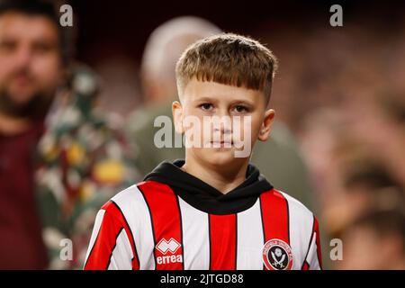 A fan of Sheffield United during the Sky Bet Championship match Sheffield United vs Reading at Bramall Lane, Sheffield, UK, 30th August 2022 Stock Photo