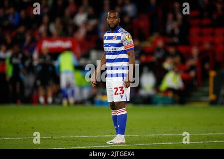 Junior Hoilett #23 of Reading during the Sky Bet Championship match Sheffield United vs Reading at Bramall Lane, Sheffield, UK. 30th Aug, 2022. in Sheffield, United Kingdom on 8/30/2022. (Photo by Ben Early/News Images/Sipa USA) Credit: Sipa USA/Alamy Live News Stock Photo