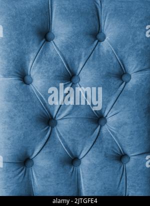 Blue capitone checkered soft fabric textile coach velours decoration with buttons Stock Photo