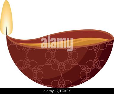 diwali wooden lamp decorative Stock Vector