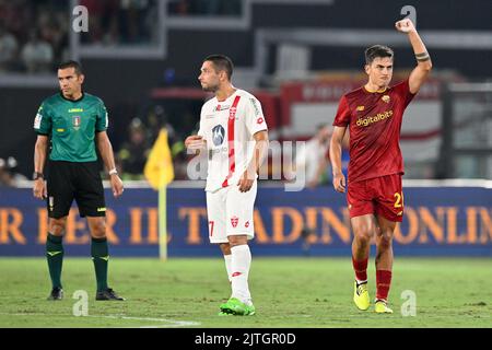 Rome, Italy, 30 AUG, 2022 Paulo Dybala of AS Roma jubilates after scoring the goal 1-0 in the 18th minute at the Roma vs Monza Serie A 2022-2023 Football match Credit:Roberto Ramaccia/Alamy Live News Stock Photo