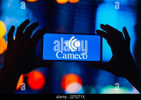 Brazil. 30th Aug, 2022. In this photo illustration, the Cameco Corporation logo is displayed on a smartphone screen. (Photo by Rafael Henrique/SOPA Images/Sipa USA) Credit: Sipa USA/Alamy Live News Stock Photo