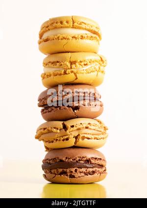 Crushed chocolate and vanilla french macarons Stock Photo