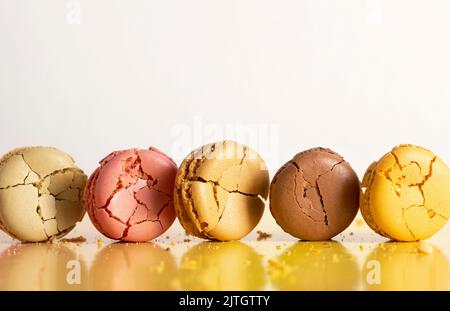 Crushed chocolate and vanilla french macarons Stock Photo