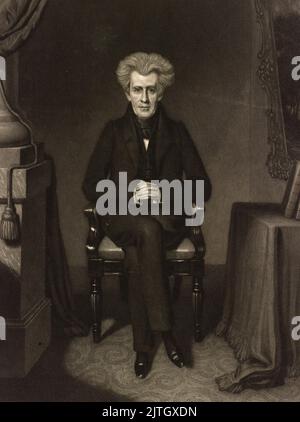 An engraving by J. Sartain of President Andrew Jackson, who was the seventh president of the USA. Stock Photo