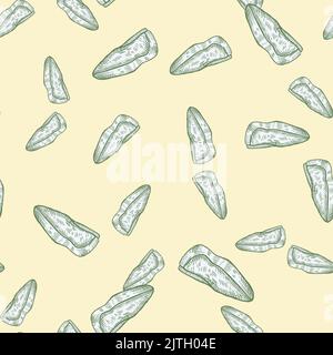Beret engraved seamless pattern. Vintage headdress in hand drawn style. Sketch texture for fabric, wallpaper, textile, print, title, wrapping paper. V Stock Vector