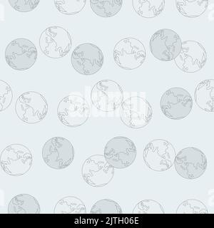 Planet earth engraved seamless pattern. Vintage sphere of world in hand drawn style. Sketch texture for fabric, wallpaper, textile, print, title, wrap Stock Vector