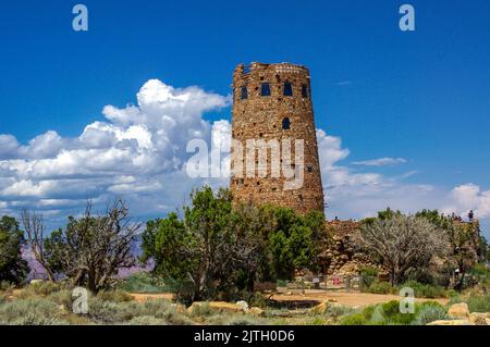 Desert View Watchtower in Grand Canyon National Park in Arizona Stock Photo