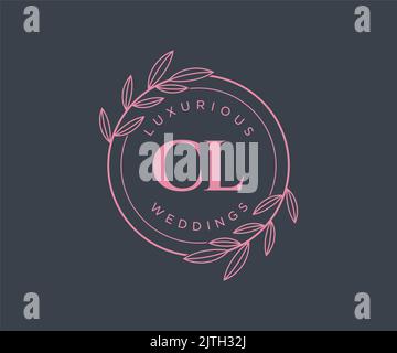 CL Initials letter Wedding monogram logos template, hand drawn modern minimalistic and floral templates for Invitation cards, Save the Date, elegant Stock Vector