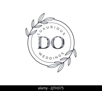 DO Initials letter Wedding monogram logos template, hand drawn modern minimalistic and floral templates for Invitation cards, Save the Date, elegant Stock Vector