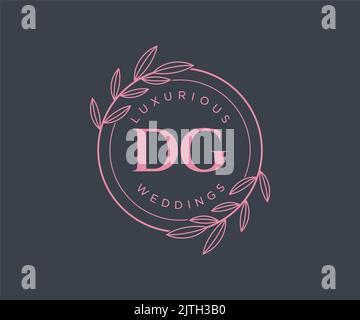 DG Initials letter Wedding monogram logos template, hand drawn modern minimalistic and floral templates for Invitation cards, Save the Date, elegant Stock Vector