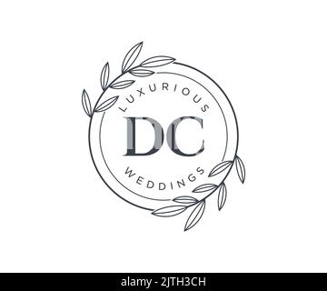 DC Initials letter Wedding monogram logos template, hand drawn modern minimalistic and floral templates for Invitation cards, Save the Date, elegant Stock Vector