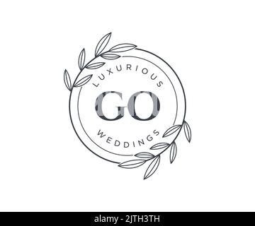 GO Initials letter Wedding monogram logos template, hand drawn modern minimalistic and floral templates for Invitation cards, Save the Date, elegant Stock Vector