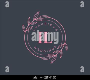 IL Initials letter Wedding monogram logos template, hand drawn modern minimalistic and floral templates for Invitation cards, Save the Date, elegant Stock Vector