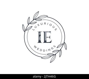 IE Initials letter Wedding monogram logos template, hand drawn modern minimalistic and floral templates for Invitation cards, Save the Date, elegant Stock Vector