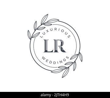 LR Initials letter Wedding monogram logos template, hand drawn modern minimalistic and floral templates for Invitation cards, Save the Date, elegant Stock Vector