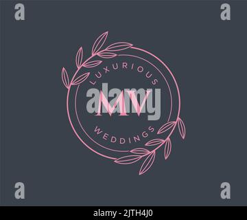 MV initial wedding monogram logo Stock Vector