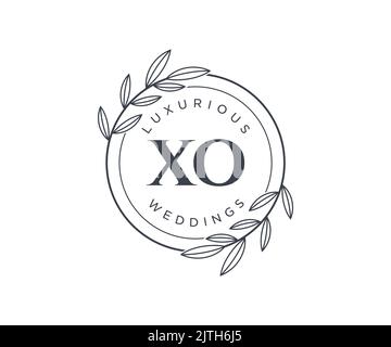 XO Initials letter Wedding monogram logos template, hand drawn modern minimalistic and floral templates for Invitation cards, Save the Date, elegant Stock Vector