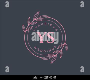 YS Initials letter Wedding monogram logos template, hand drawn modern minimalistic and floral templates for Invitation cards, Save the Date, elegant Stock Vector