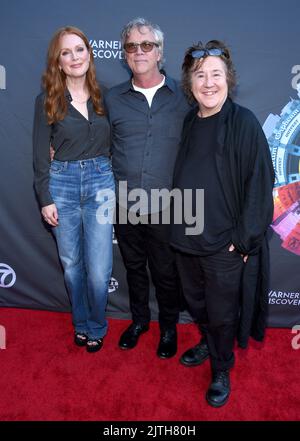 Julianne Moore, Todd Haynes and Christine Vachon arriving to Outfest Los Angeles LGBTQ+ Film Festival special 20th anniversary screening of Todd Haynes' masterpiece film 'Far from Heaven' at the Directors Guild Theatre in Los Angeles, CA on July 17, 2022. © OConnor / AFF-USA.com Stock Photo