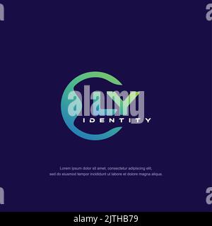 LY Initial letter circular line logo template vector with gradient color Stock Vector