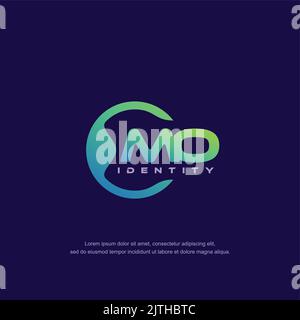 MO Initial letter circular line logo template vector with gradient color Stock Vector