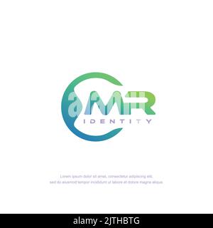 MR Initial letter circular line logo template vector with gradient color Stock Vector