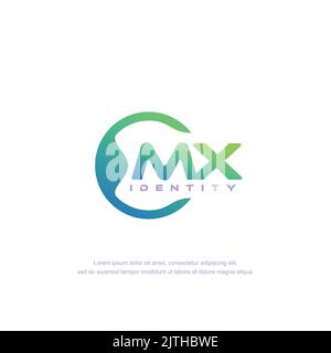 MX Initial letter circular line logo template vector with gradient color Stock Vector