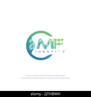 MF Initial letter circular line logo template vector with gradient color Stock Vector