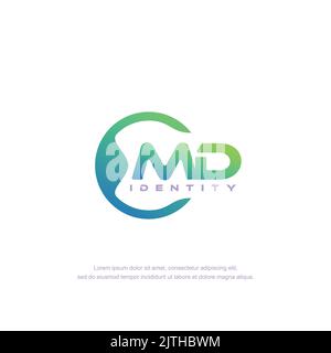MD Initial letter circular line logo template vector with gradient color Stock Vector