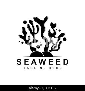 Seaweed Logo Design, Underwater Plant Illustration, Cosmetics And Food Ingredients Stock Vector