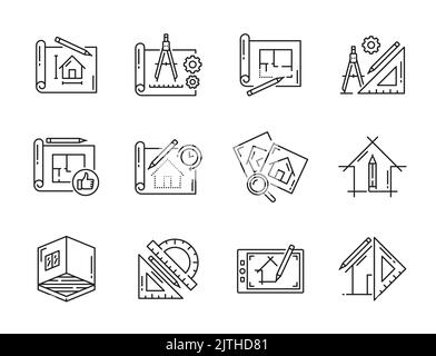 interior design studio outline icons collection. Interior, Design ...