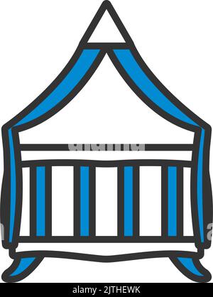 Crib With Canopy Icon. Editable Bold Outline With Color Fill Design. Vector Illustration. Stock Vector