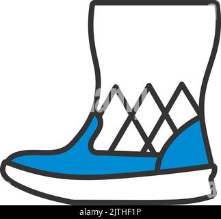 Woman Fluffy Boot Icon. Editable Bold Outline With Color Fill Design. Vector Illustration. Stock Vector