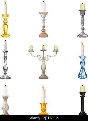 candlestick vintage old set cartoon vector illustration Stock Vector
