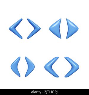 Arrow 3d button set. Arrow icon set blue color on white background. Isolated interface line symbol for app. Application sign element collection. Vecto Stock Vector