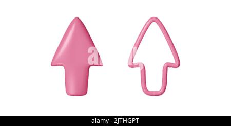 3D arrow pointer or mouse cursor. Realistic outline and volumetric arrows in cartoon style. Vector illustration Stock Vector