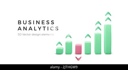 Financial chart. Success graph stock and exchange strategy. Diagram of profit  business strategy. Green and red infographics with arrows. Vector illus Stock Vector